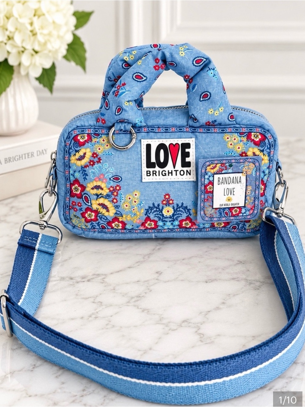 Brighton NWOT Bandana Love Denim Mini Crossbody Bag